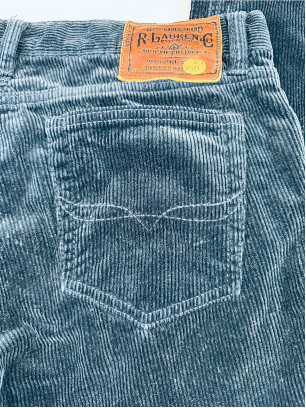 Vintage Ralph Lauren Blue Label Brand Thompson Black Wide Wale Corduroy Pants 8 - Picture 11 of 16